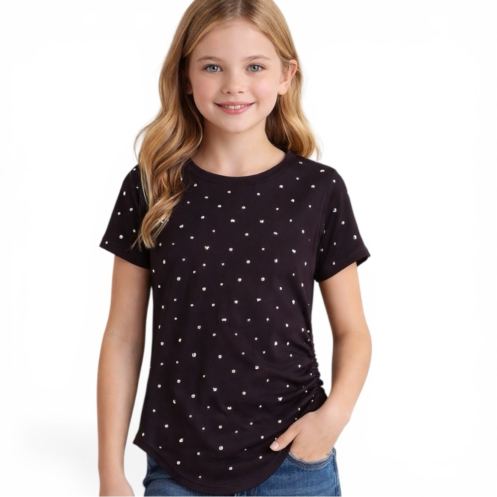 Habitual Black Short-Sleeve Top with Silver Studs NWT 10-12 Size